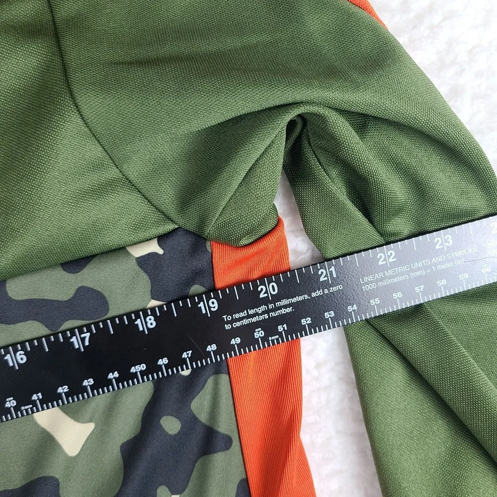 Adidas Sweater Mens Medium‎ Dark Green Camo Full Zip Performance Tech Training